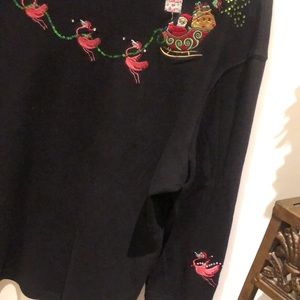 Christmas in Florida with flying flamingos and Santa Claus.